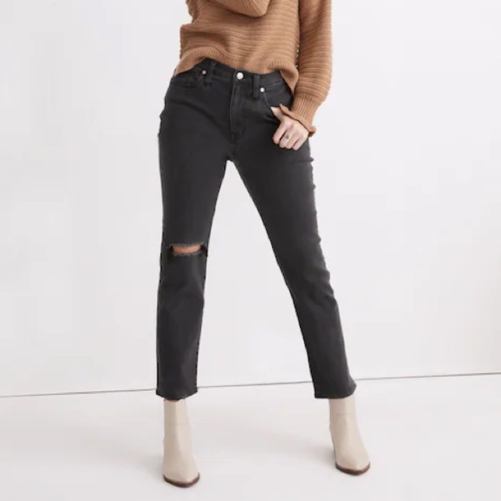 Madewell The Girljean Jeans in Adolpha Wash Ripped Knee Edition